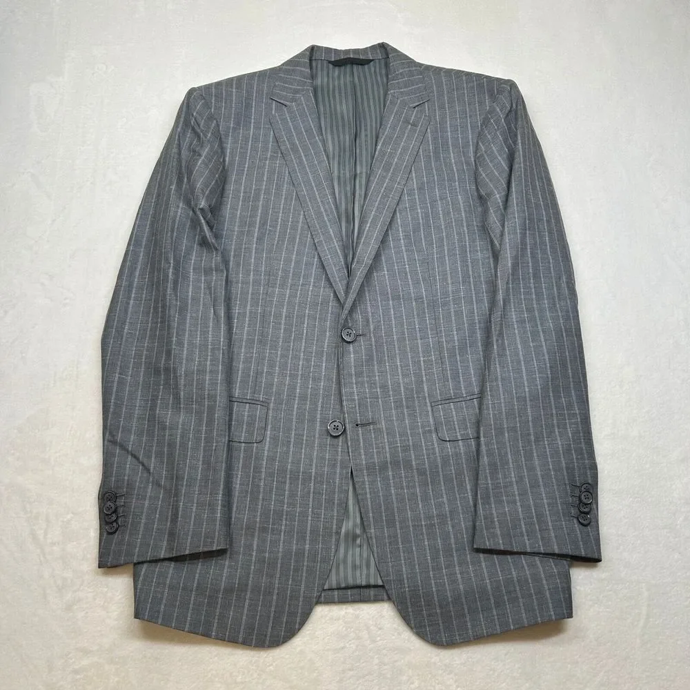 Banana Republic Silk Linen Sport Coat Mens 38R Grey Stripe Vitale Barberis Italy